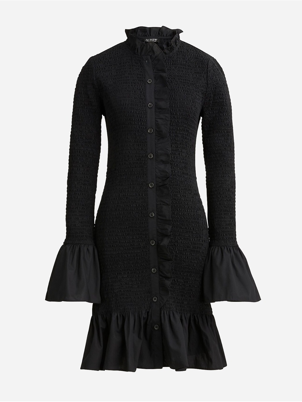 J. Crew Organic Cotton Smocked Mini Ruffle Dress